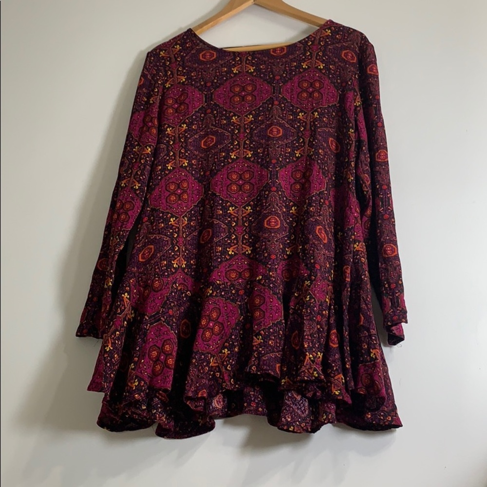 Boho open back patterned Anamá long sleeved blouse